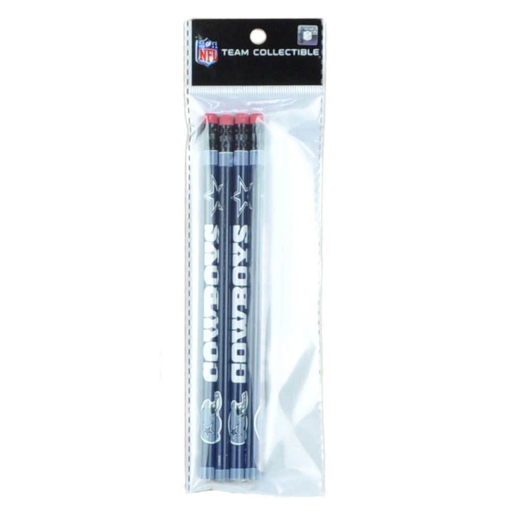 NFL Dallas Cowboys Pencils School Office Logo Navy Gray 4 Pack Sport Collectible