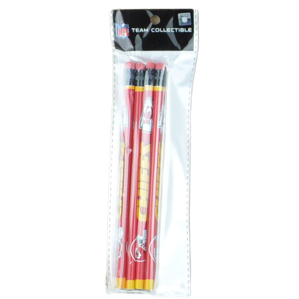 NFL Kansas City Chiefs Pencils School Office Logo Blue Red 4 Pack Sports Fan