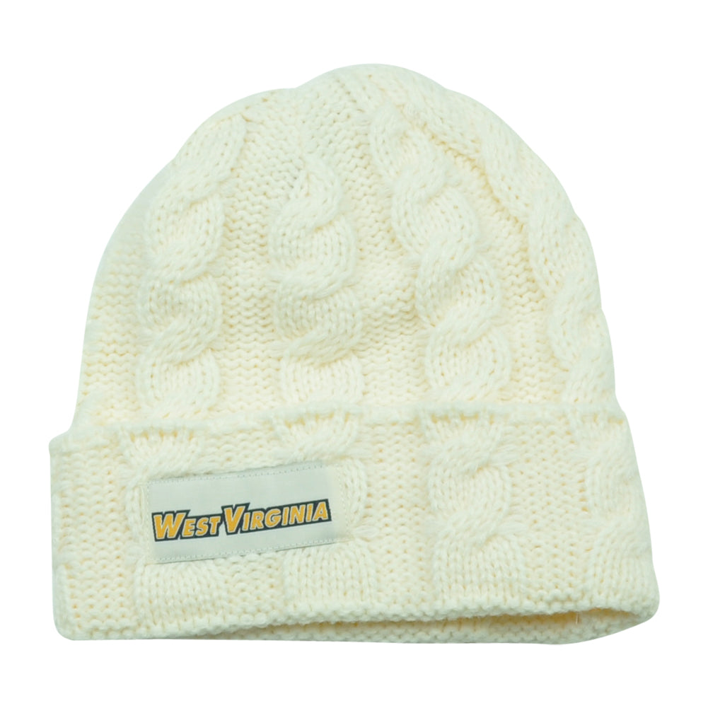 NCAA West Virginia Mountaineers Keira Women Cuffed Crochet Beanie Knit Ladies