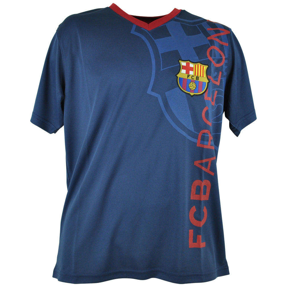 Rhinox Official FC Barcelona Soccer Crest Vneck Jersey FCB Barca T2E05 Navy
