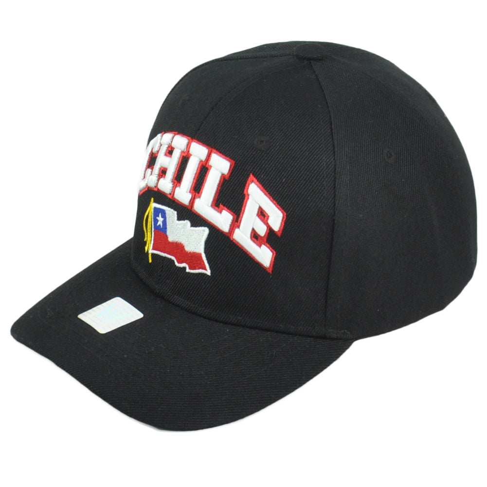 Chile South America Country Black Curved Bill Adjustable Adults Men Hat Cap