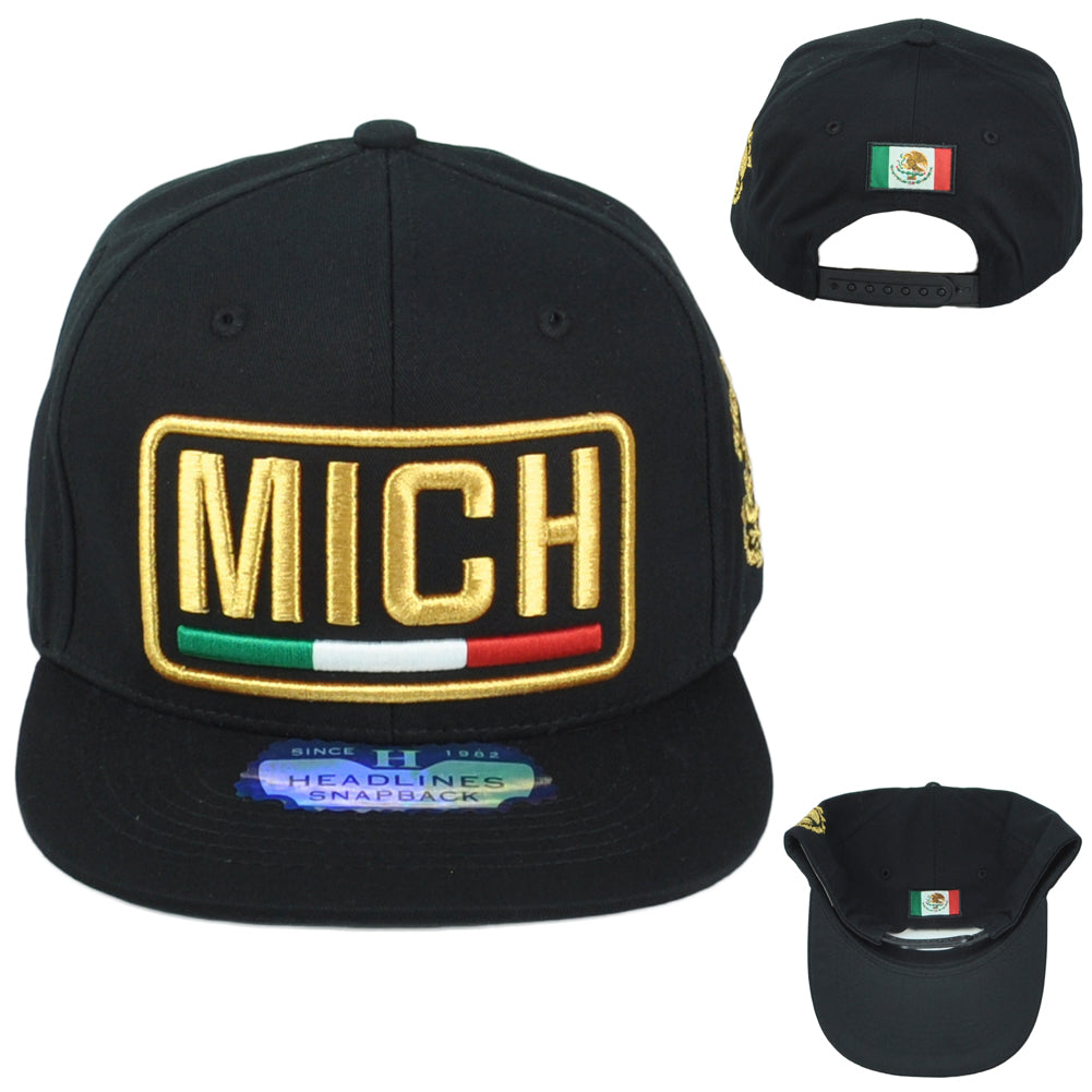 Michoacan Mich Mexico State Shield Flag Adjustable Flat Bill Adult Gorra Hat Cap
