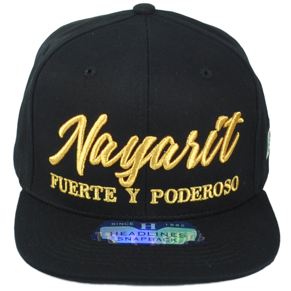 Nayarit Fuerte Y Poderoso Mexico Flag Adjustable Flat Bill Black Gorra Hat Cap