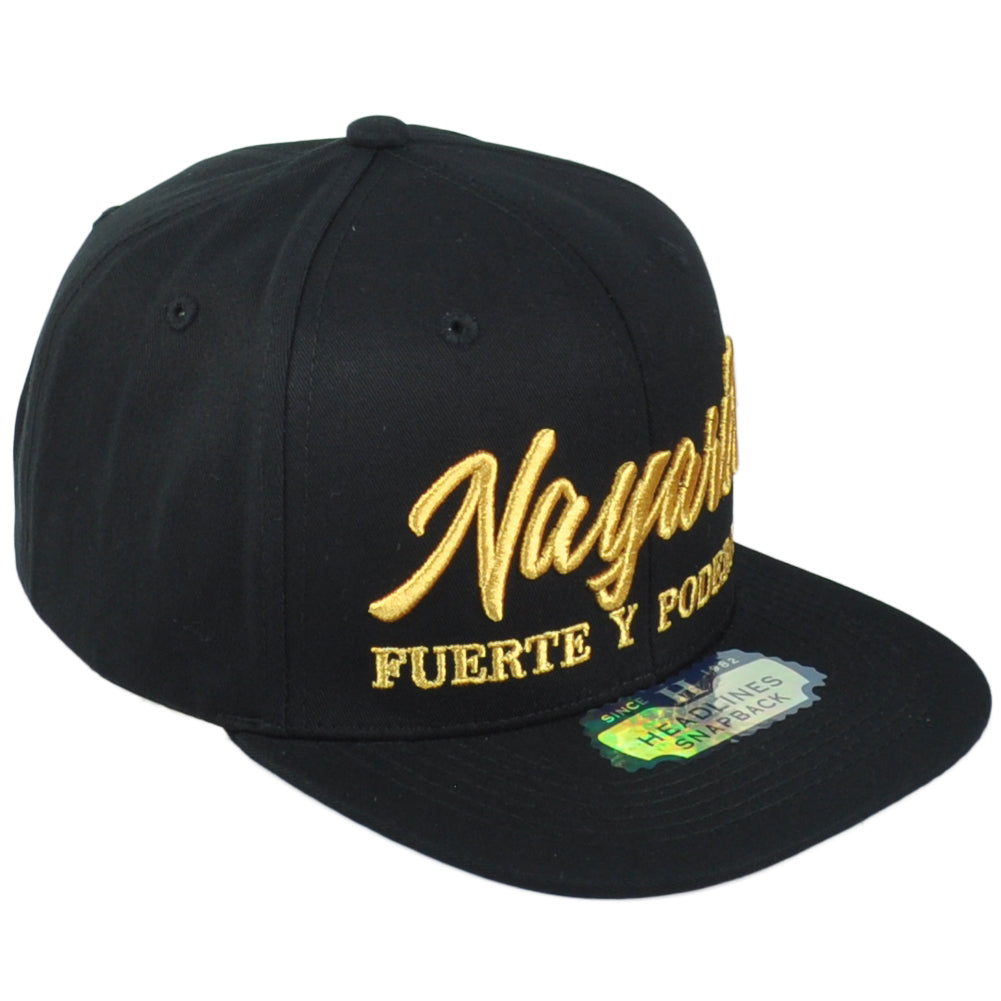 Nayarit Fuerte Y Poderoso Mexico Flag Adjustable Flat Bill Black Gorra Hat Cap