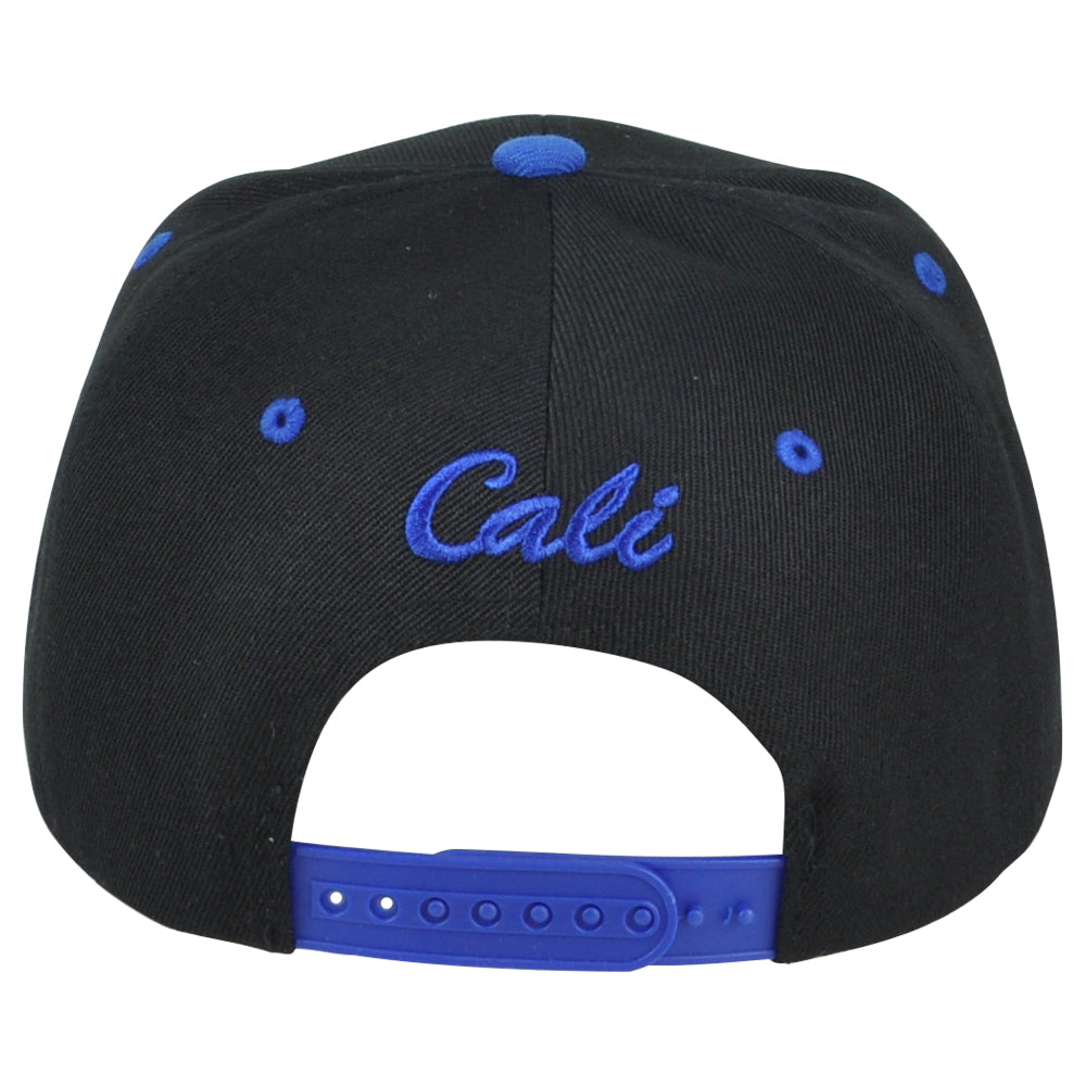 Cali Logo California State Republic 3D Snapback Black Blue Flat Bill Hat Cap