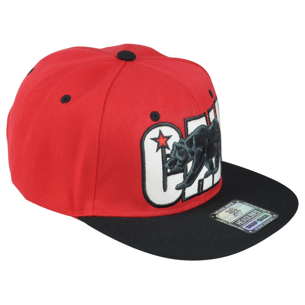 Cali Logo California State Republic 3D Snapback Two Tone Bear Flat Bill Hat Cap