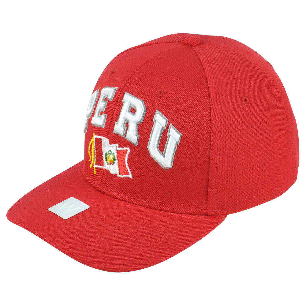 Peru South America Country Red White Curved Bill Adjustable Adults Men Hat Cap