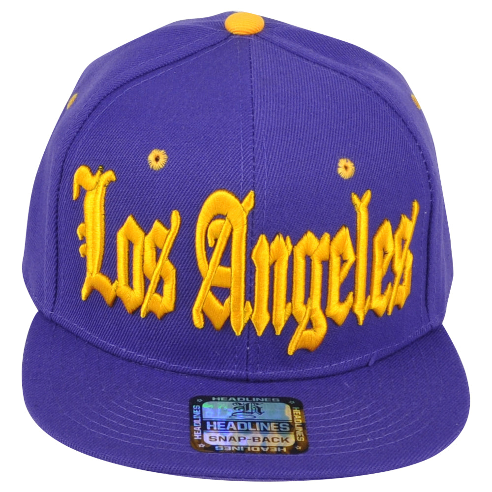 City Los Angeles LA California Snapback Purple Adults Flat Bill Brim Hat Cap