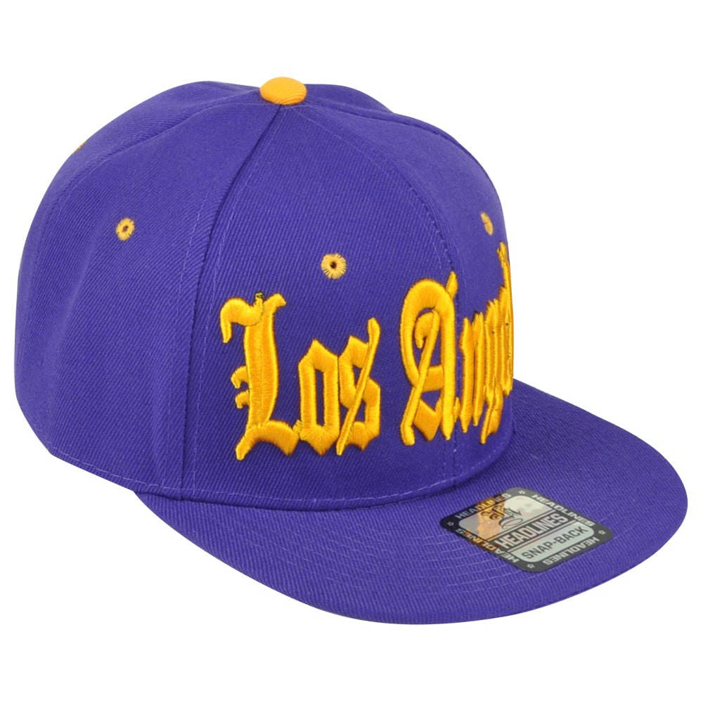 City Los Angeles LA California Snapback Purple Adults Flat Bill Brim Hat Cap