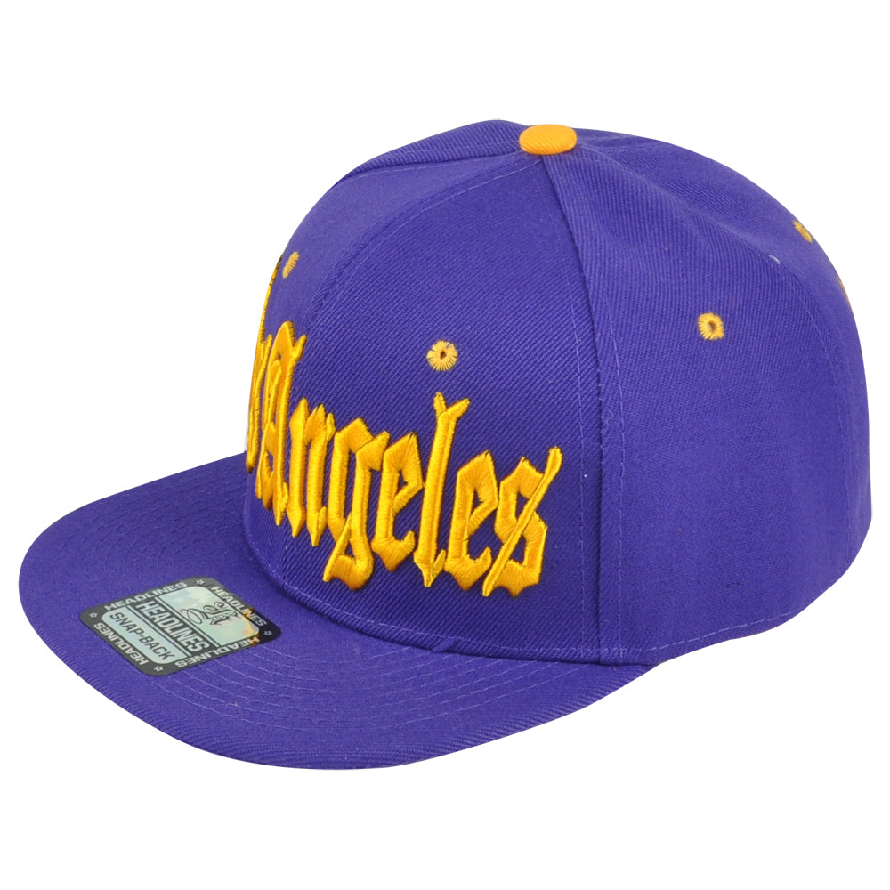 City Los Angeles LA California Snapback Purple Adults Flat Bill Brim Hat Cap