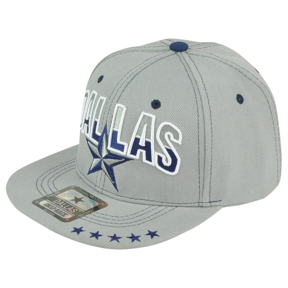 Dallas City Town Texas Nautical Star Navy Gray Texas Snapback Flat Bill Hat Cap