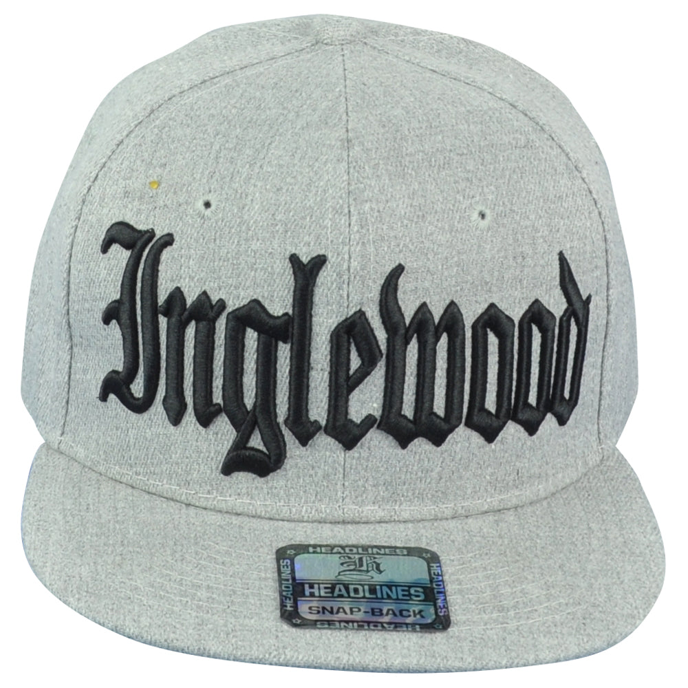 Inglewood City California CA Heather Gray Flat Bill Snapback Adjustable Hat Cap