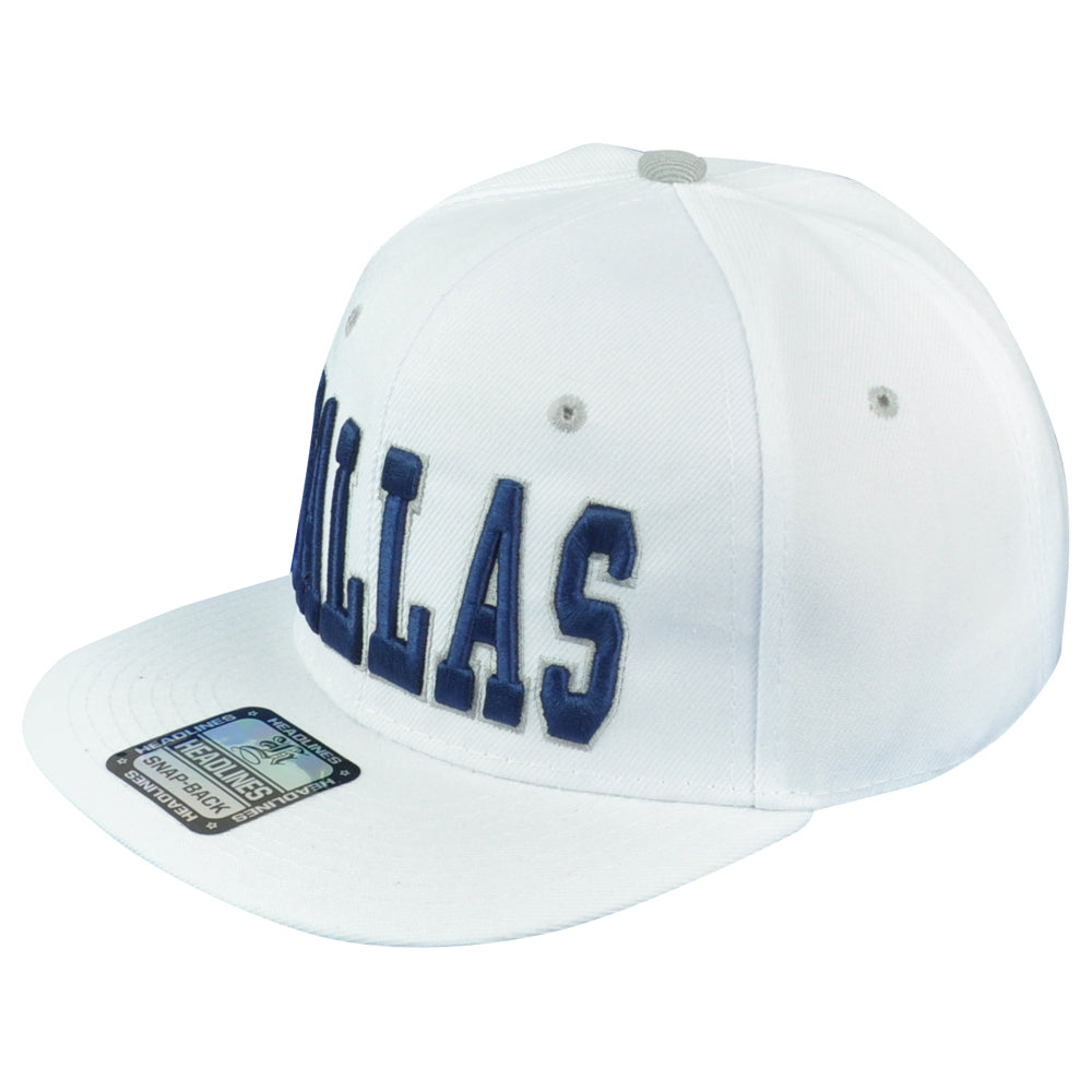Dallas City Texas TX Flat Bill White Snapback Adjustable Adults Men Hat Cap