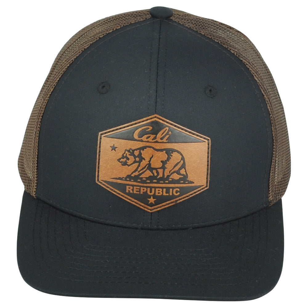 Republic California State Black Brown Adjustable Patch Mesh Trucker Men Hat Cap