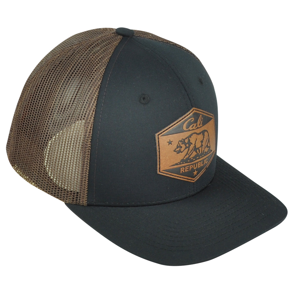 Republic California State Black Brown Adjustable Patch Mesh Trucker Men Hat Cap
