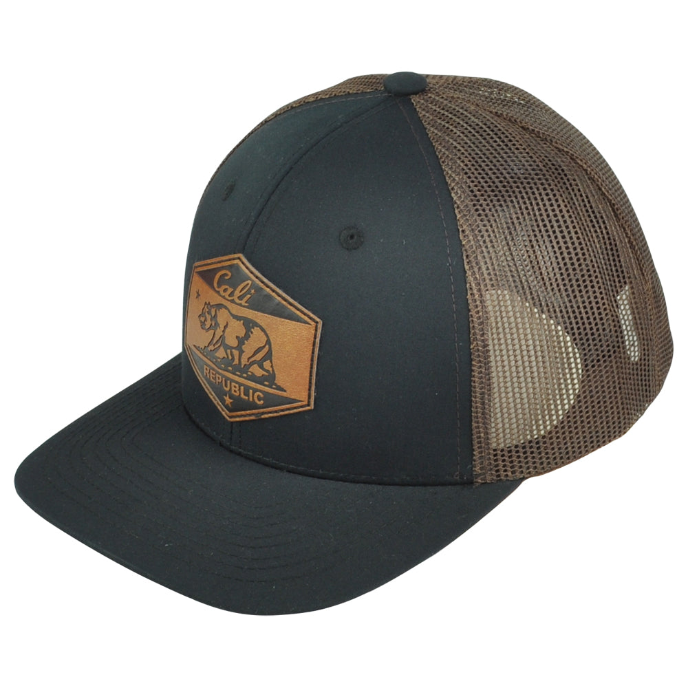 Republic California State Black Brown Adjustable Patch Mesh Trucker Men Hat Cap