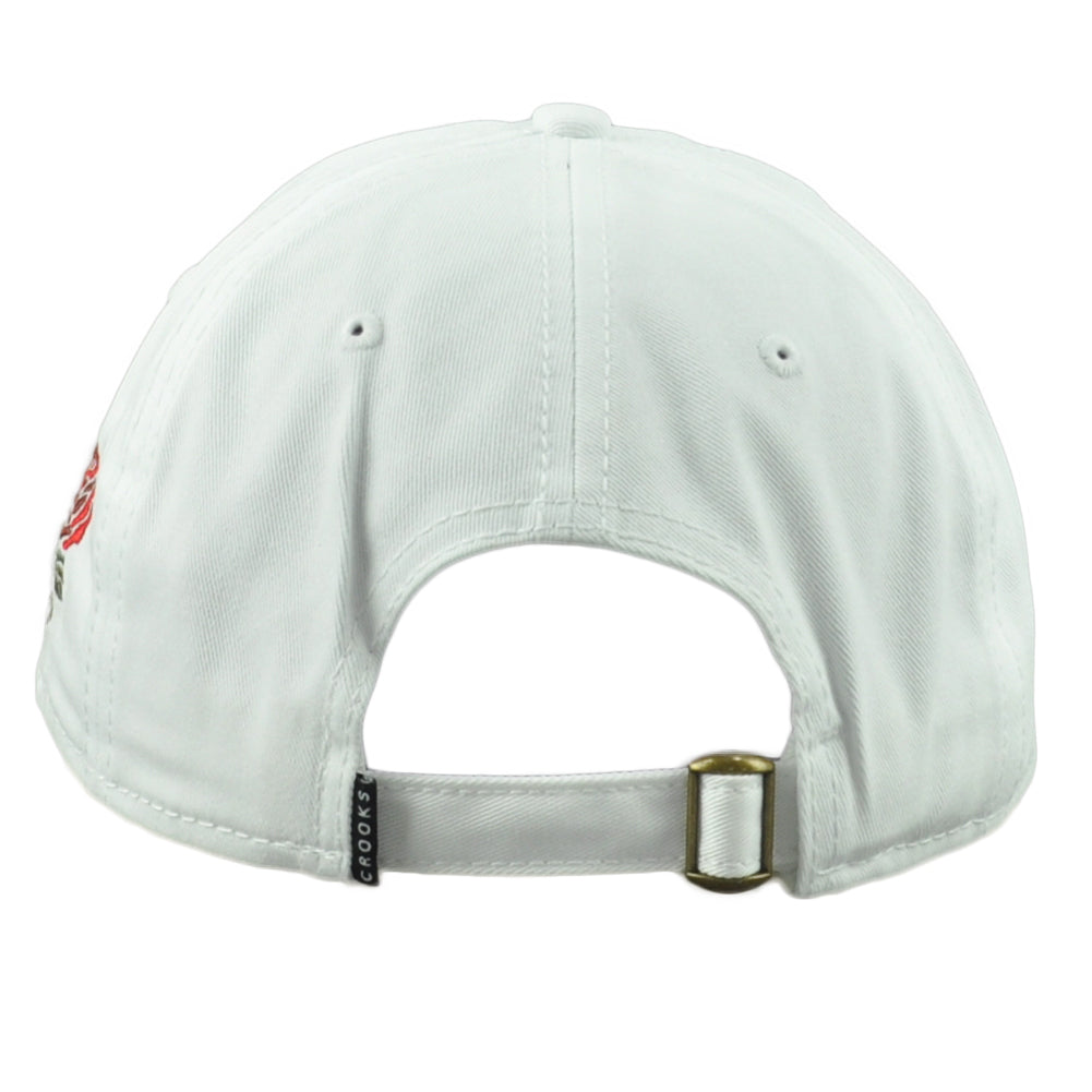 Crooks & Castles Co. Garment Washed White Rose Adjustable Curved Bill Hat Cap