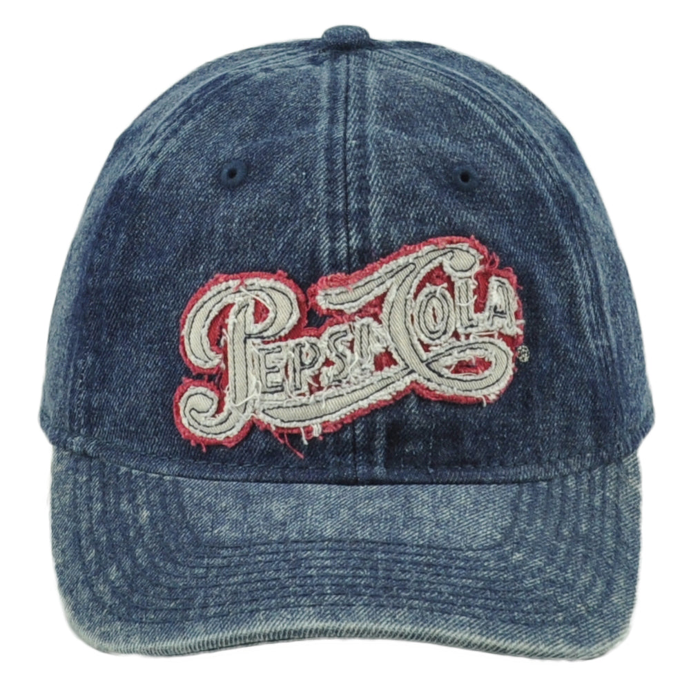 Pop Cult Pepsi Cola Drink Beverage Adjustable Adults Denim Distressed Hat Cap