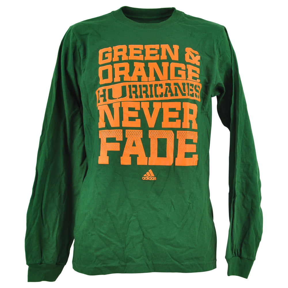NCAA Miami Hurricanes Never Fade Long Sleeve Crew Neck Adults Man TShirt Tee