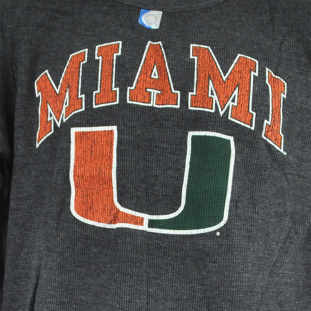 NCAA Miami Hurricanes Long Sleeve Adults Man Charcoal Heather Tshirt Tee