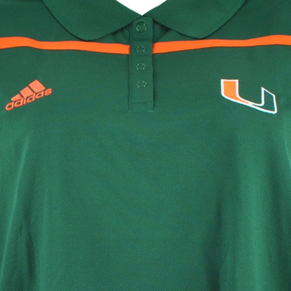NCAA Adidas Miami Hurricanes Short Sleeve Green Womens Ladies Polo Shirt