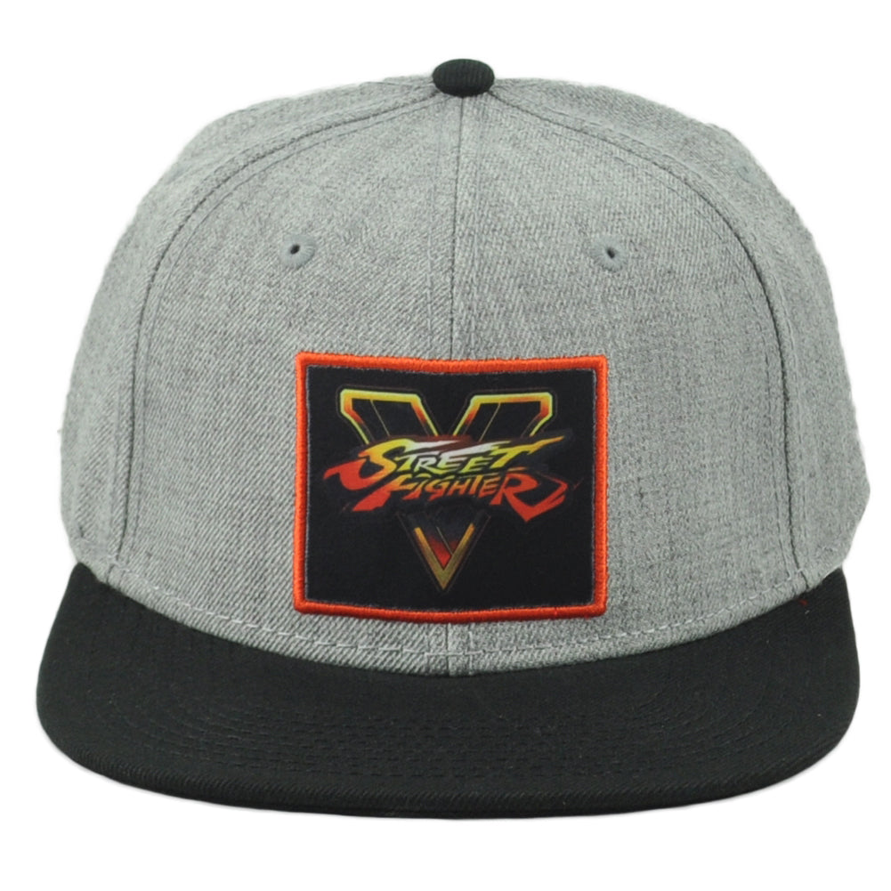 Pop Cult Street Fighter Logo Game Gray Black Flat Bill Snapback Adults Hat Cap