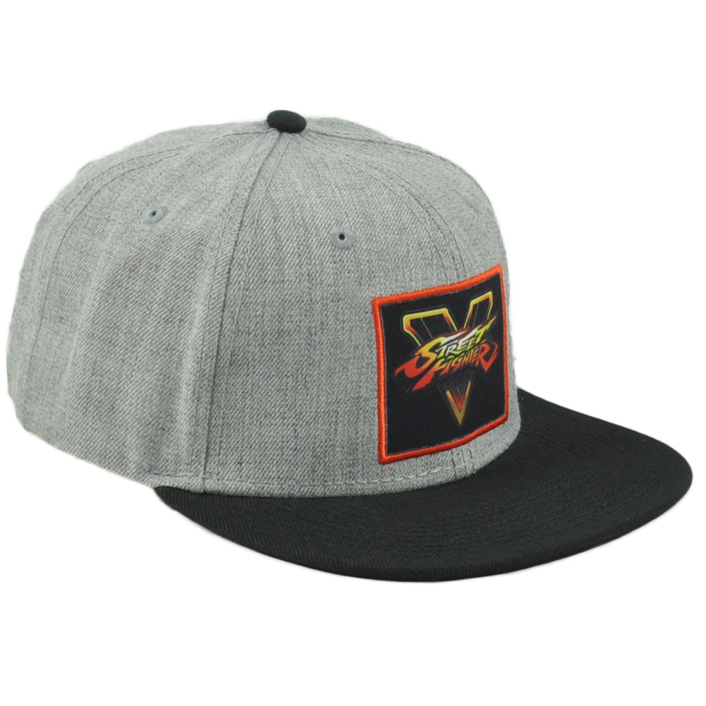 Pop Cult Street Fighter Logo Game Gray Black Flat Bill Snapback Adults Hat Cap