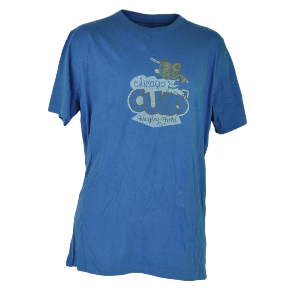 MLB Chicago Cubs Distressed Blue Crew Neck Tshirt Tee Short Sleeve Cotton