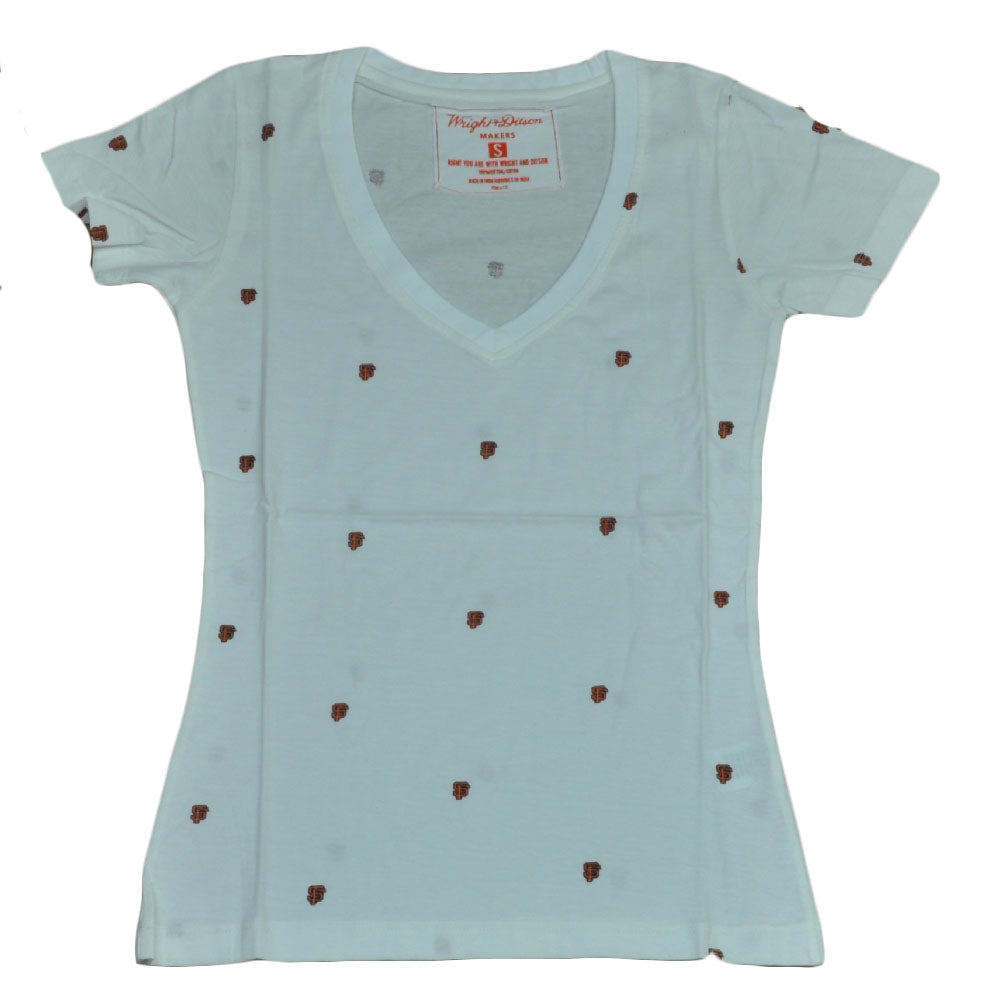 MLB San Francisco Giants V Neck Repeat Logo Tshirt Tee Womens Ladies Sport