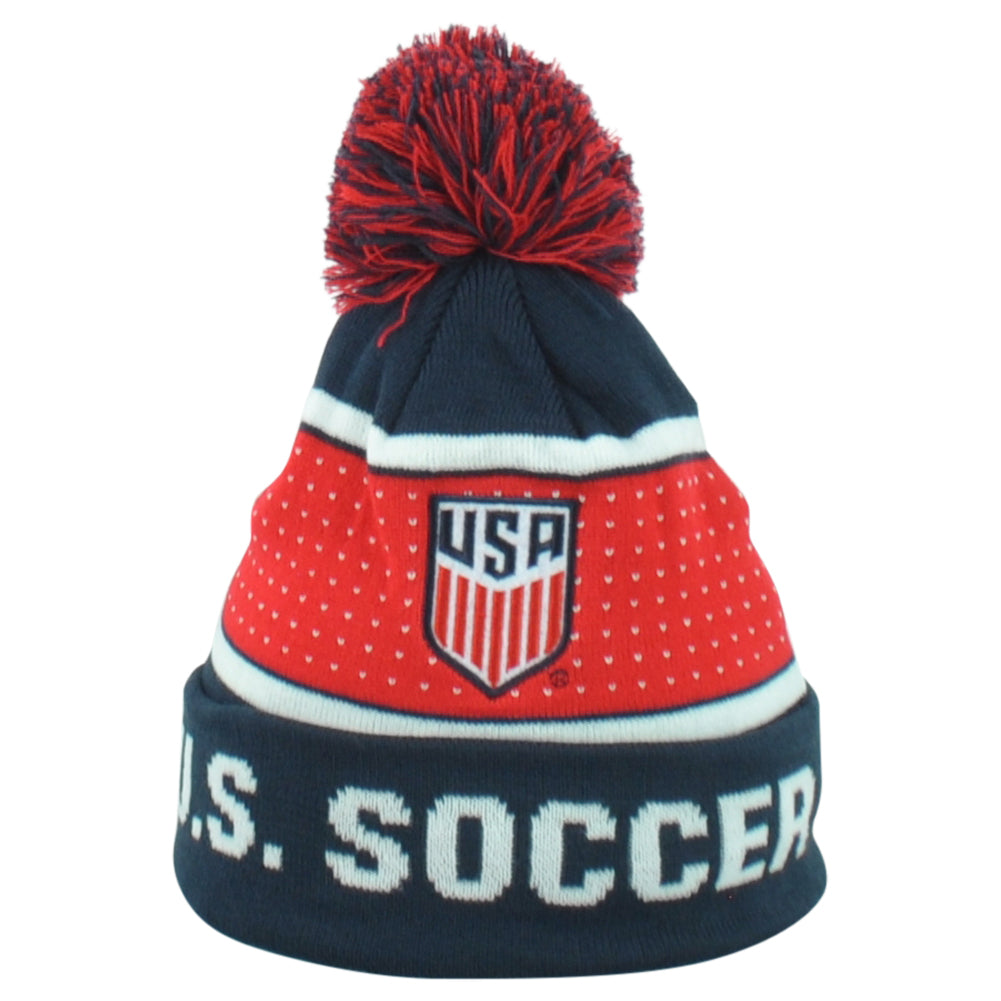 U.S. USA United States Country Pom Pom Cuffed Sports Beanie Knit Soccer Futbol