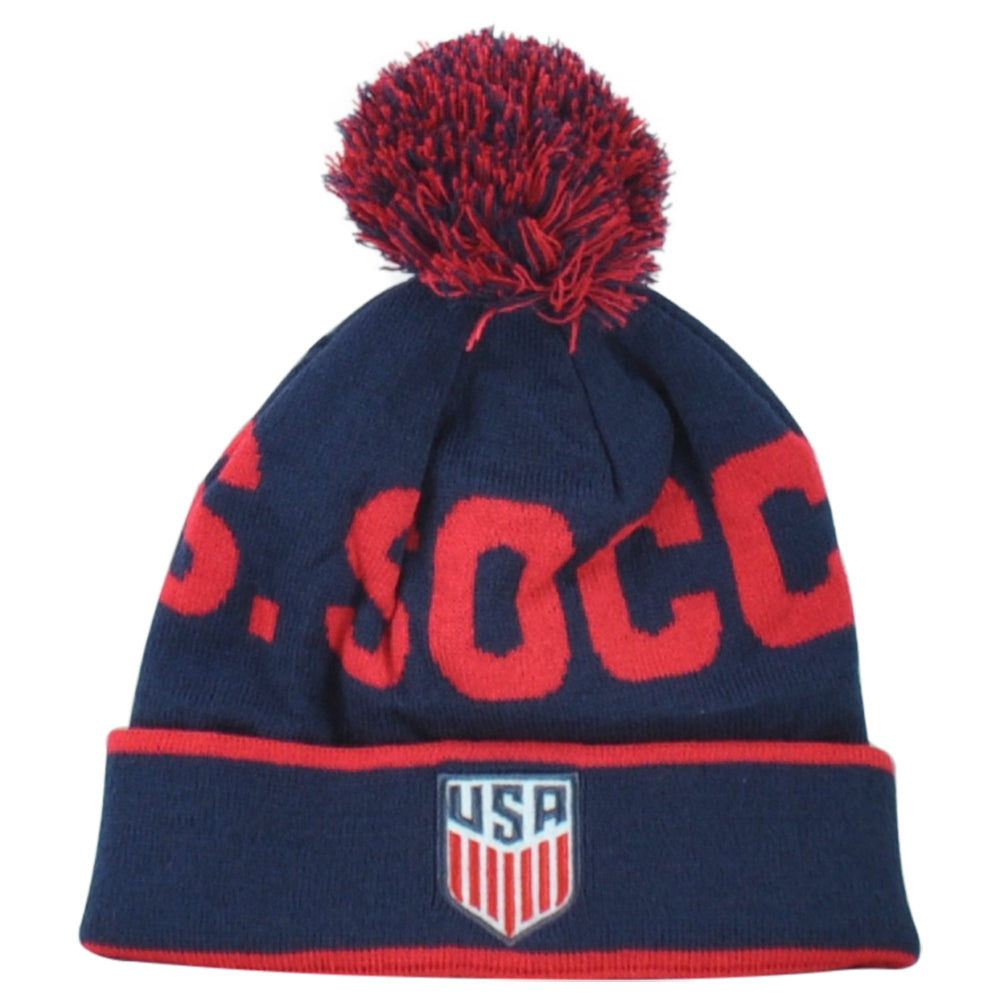 U.S. USA United States Country Pom Pom Cuffed Toque Beanie Knit Soccer Futbol