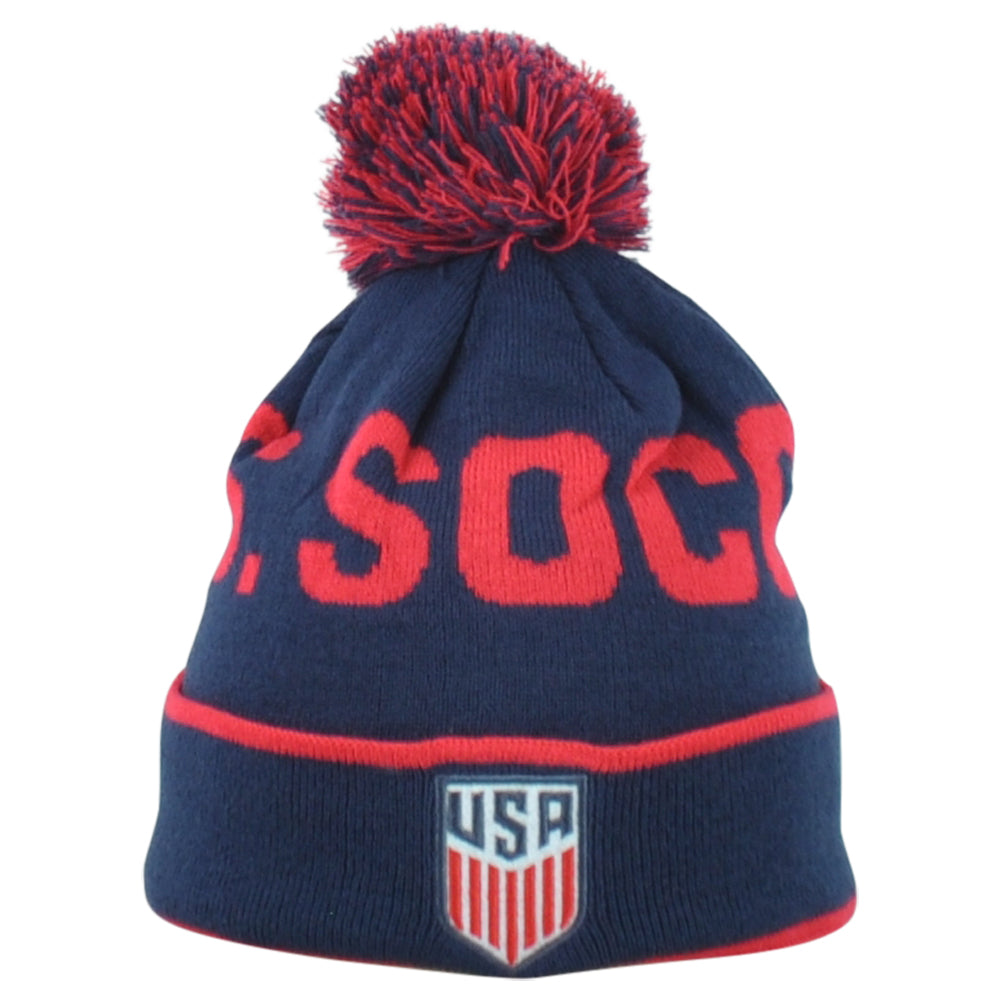 U.S. USA United States Country Pom Pom Cuffed Toque Beanie Knit Soccer Futbol