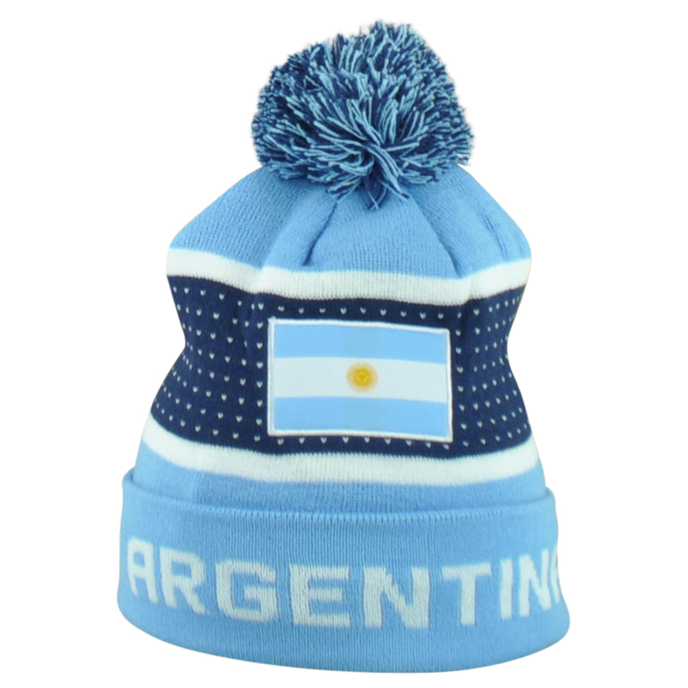 Argentina Country Pom Pom Cuffed Toque Winter Blue Logo Beanie Knit Soccer Sport