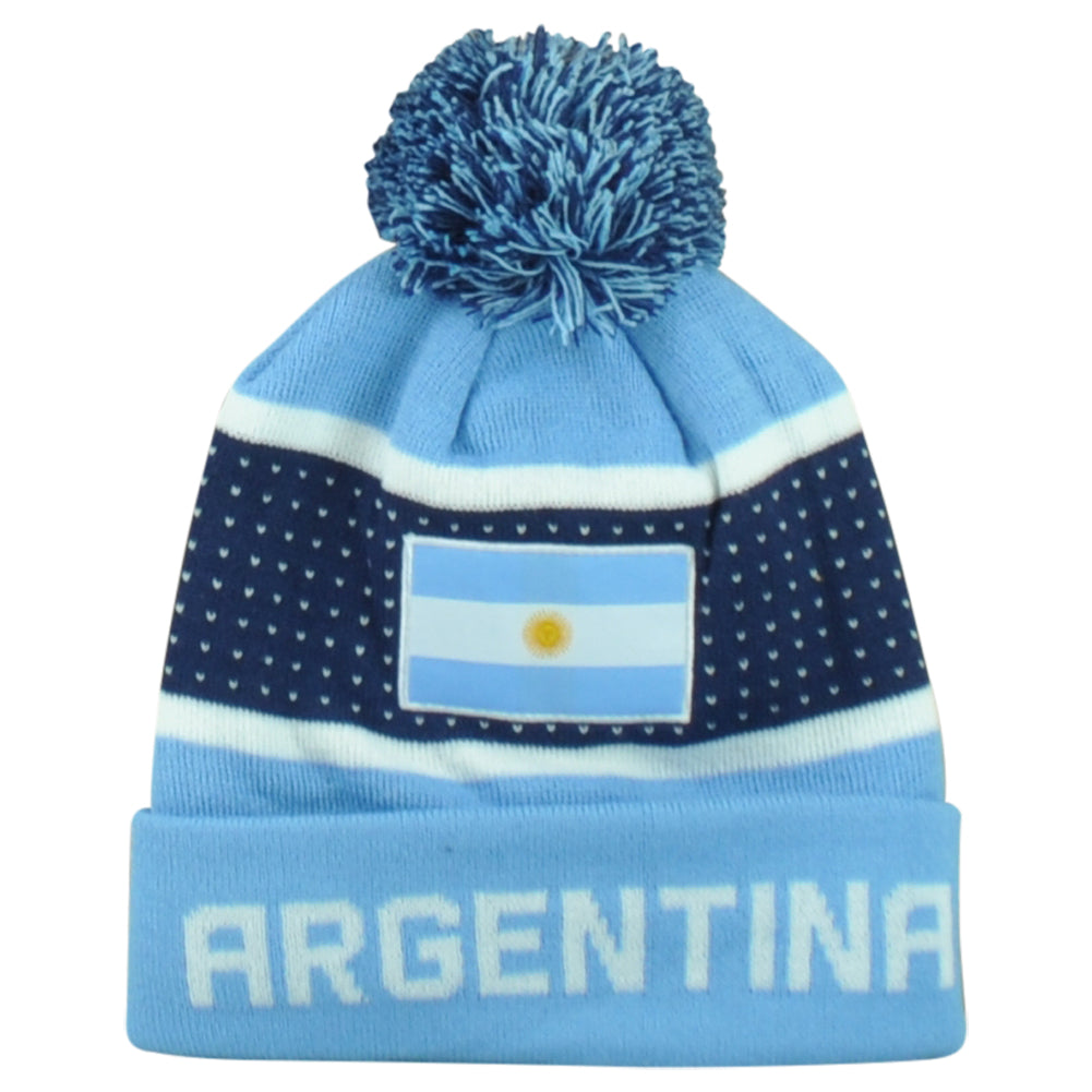 Argentina Country Pom Pom Cuffed Toque Winter Blue Logo Beanie Knit Soccer Sport