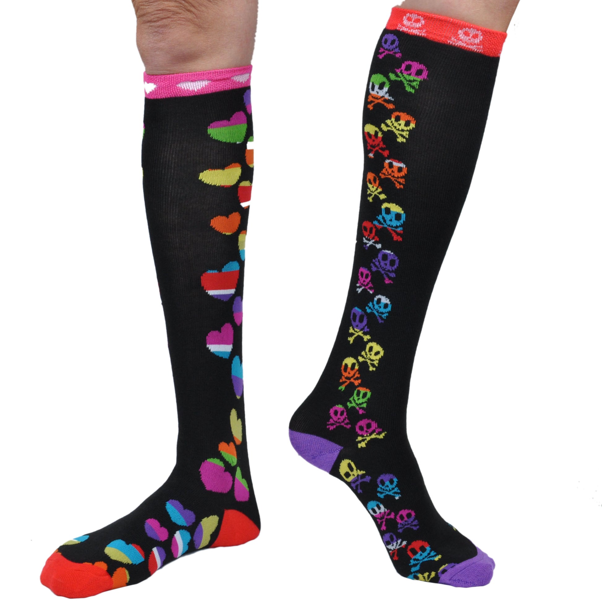 Spencers Mix And Match Hearts Skulls Stars Butterflies Knee High Socks 2 Pair