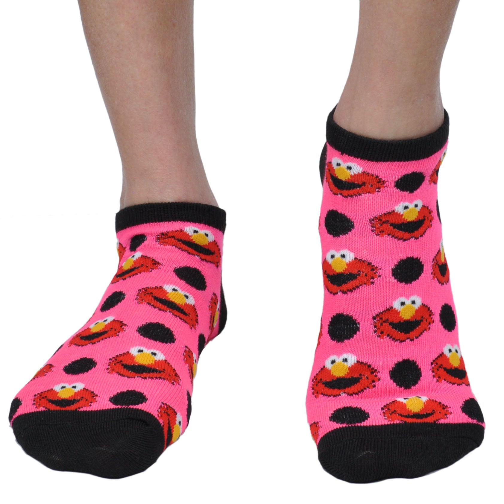 Sesame Street 2 Pair Cookie Monster Elmo Official Licensed Pink Polka Dot Socks