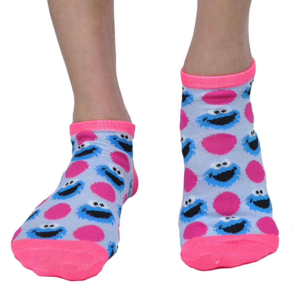 Sesame Street 2 Pair Cookie Monster Elmo Official Licensed Pink Polka Dot Socks