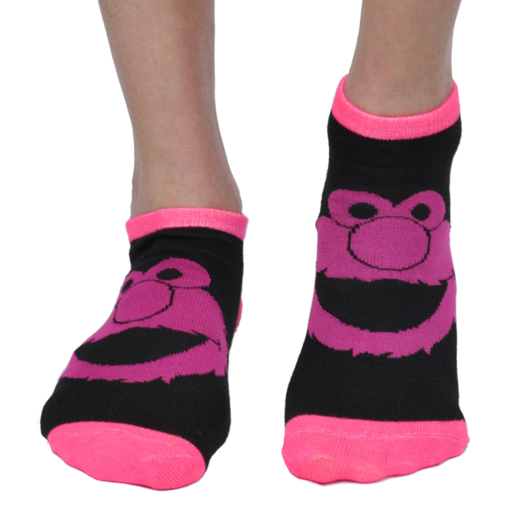 Sesame Street 2 Pair Cookie Monster Elmo Official Licensed Black Ankle Socks