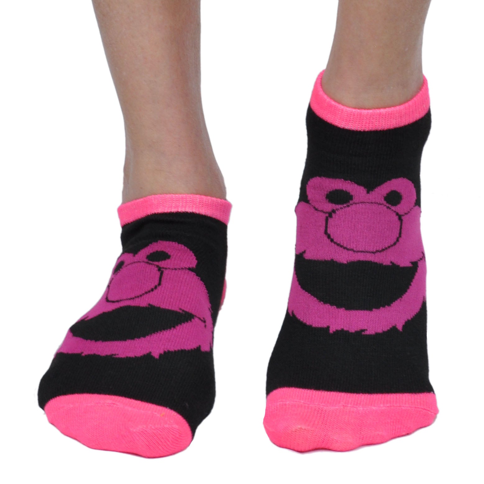 Sesame Street 2 Pair Cookie Monster Elmo Official Licensed Black Ankle Socks