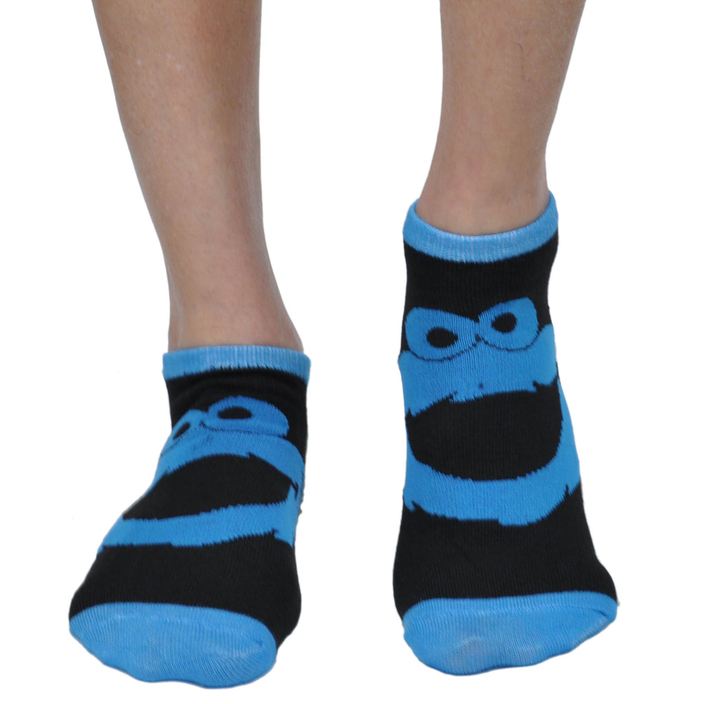 Sesame Street 2 Pair Cookie Monster Elmo Official Licensed Black Ankle Socks