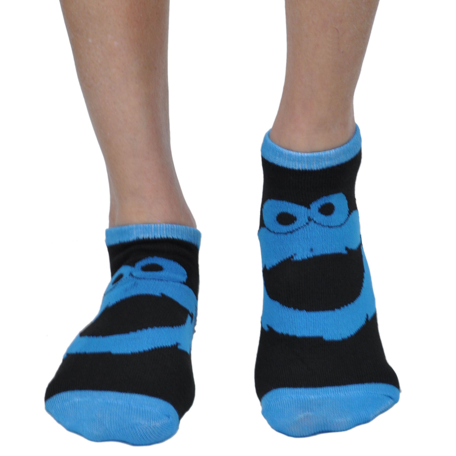 Sesame Street 2 Pair Cookie Monster Elmo Official Licensed Black Ankle Socks