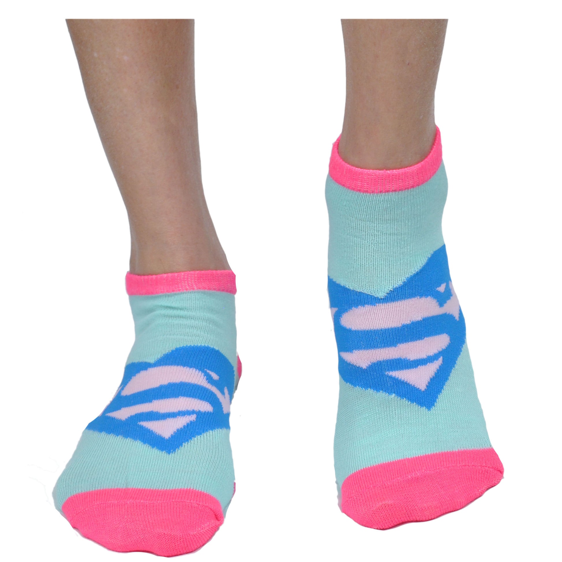 Bioworld Batgirl Supergirl Official Licensed Design Costume Ankle Socks 2 Pairs