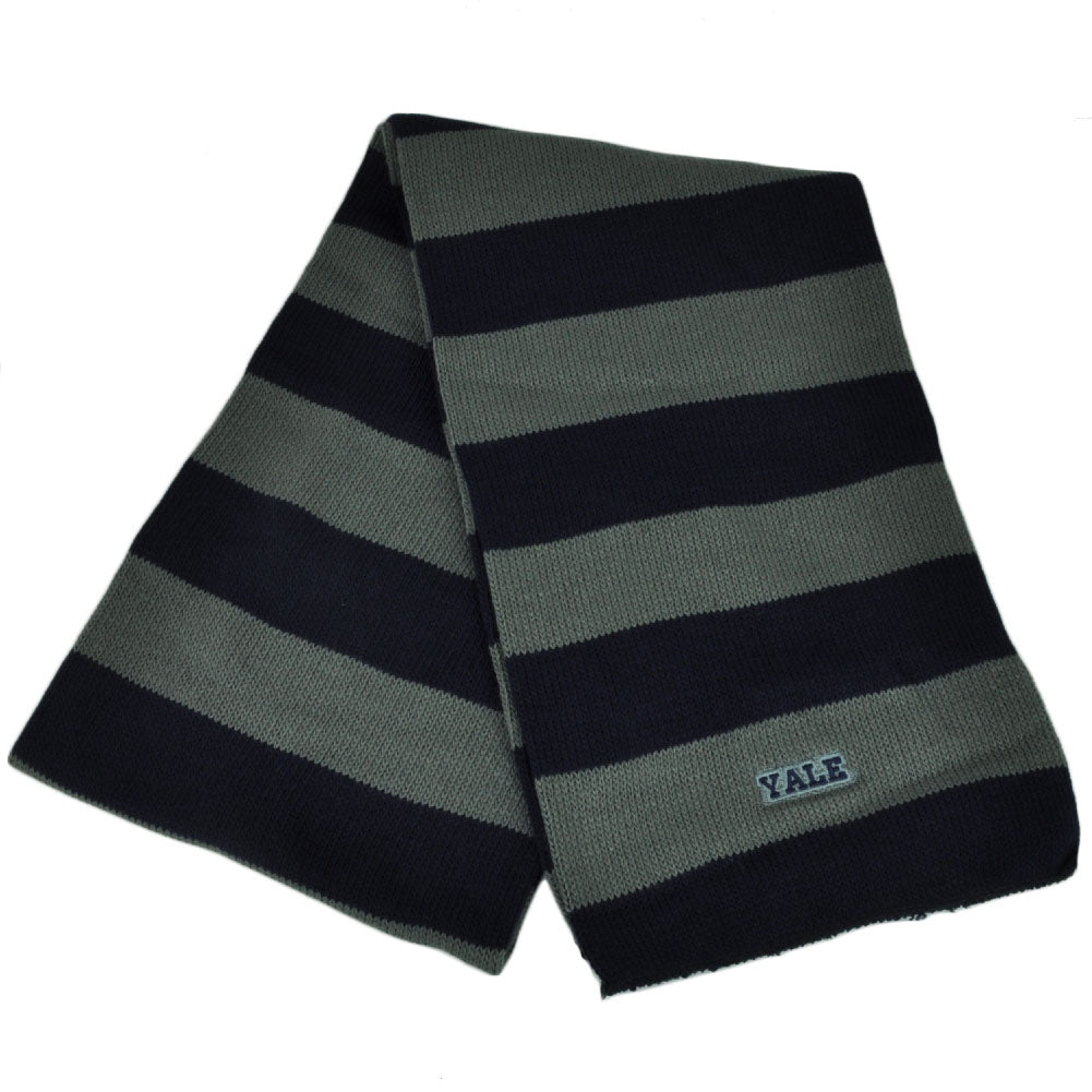 NCAA Yale Bulldogs Striped Scarf Womens Ladies Gray Navy Blue Winter Two Tone