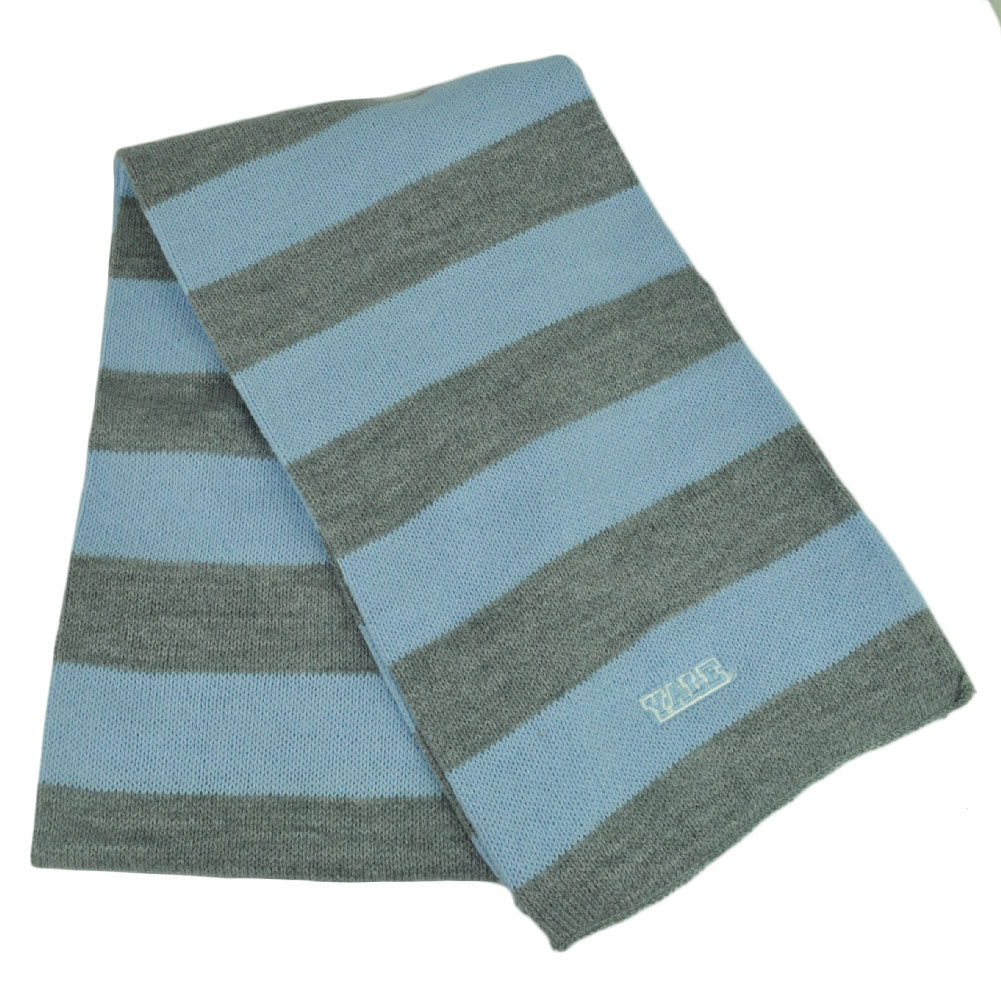 NCAA Yale Bulldogs Striped Scarf Womens Ladies Gray Baby Blue Winter Two Tone