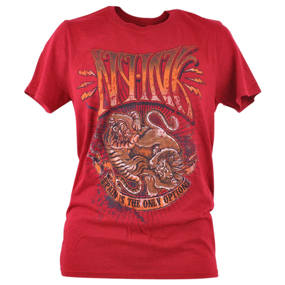 New York Ink NY Distressed Lion Tiger Tv Show T-Shirt Tee Red Tattoos