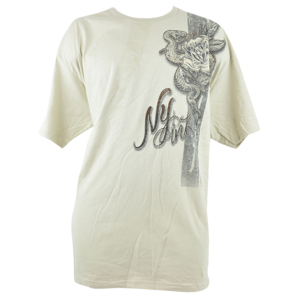 NY New York Ink Tattoos Tv Show Adult Rose Snake Shirt Tee Beige