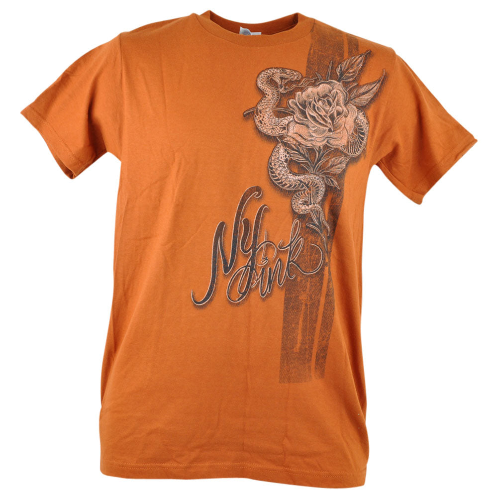 NY New York Ink Tattoos Snake Rose Flower Tv Show Distressed T-Shirt Tee