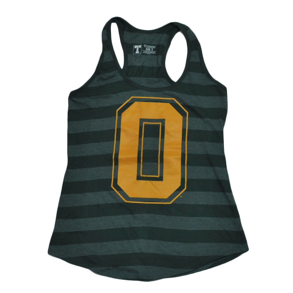 NCAA Oregon Ducks Striped Racerback Tank Top Green Shirt Womens Ladies Sports