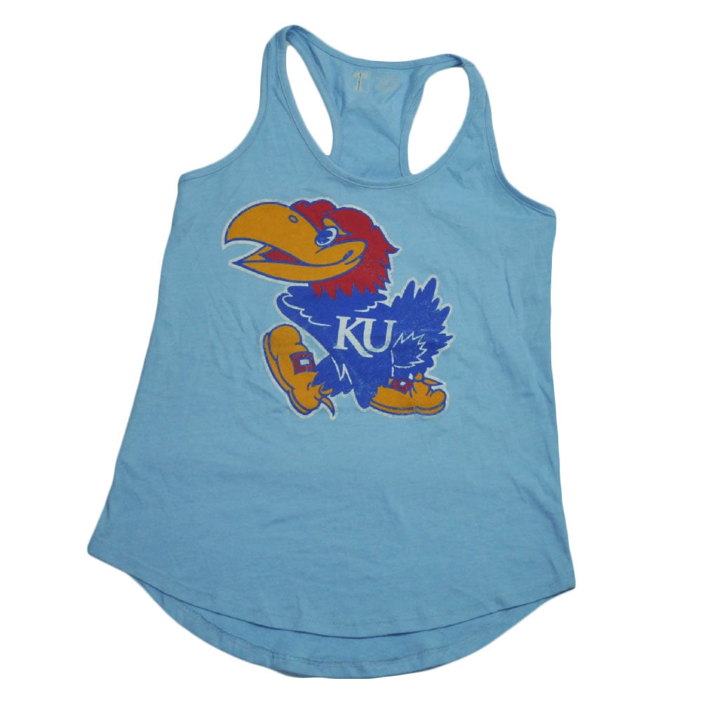 NCAA Kansas Jayhawks Baby Blue Tank Top Shirt Womens Ladies Racerback XSmall