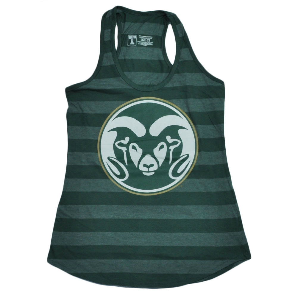 NCAA Colorado State Rams Striped Green Racerback Tank Top Shirt Women XSmall